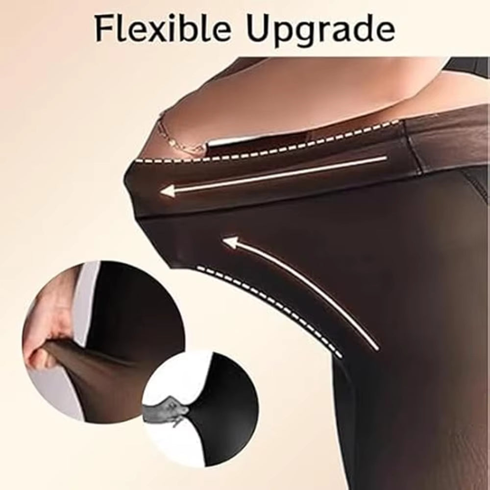 Magic Fleece Lined Leggings for Women - One-Seam Shaping Tights with Compression Band & Snatch Waist Design Warm Winter